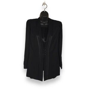 VINTAGE MICHAEL BLAKE 8 PETITE BLACK BLAZER TOP BLOUSE LONG SLEEVE